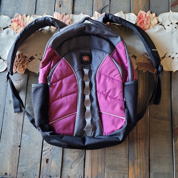 SwissGear Sun Backpack With 16" Laptop Pocket, Raspberry/Gray - Picture 1 of 7